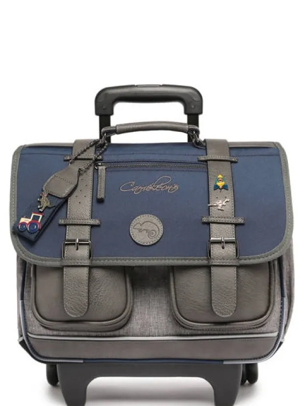 Cheap Cartable À Roulettes 2 Compartiments Vintage Pin's Enfant Cartable Scolaire|Pour Enfants