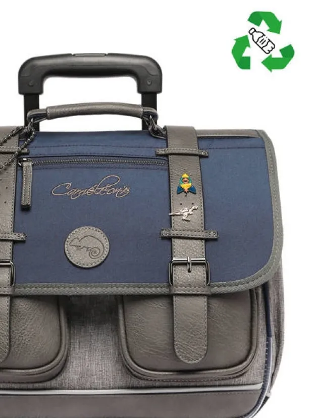 Cheap Cartable À Roulettes 2 Compartiments Vintage Pin's Enfant Cartable Scolaire|Pour Enfants